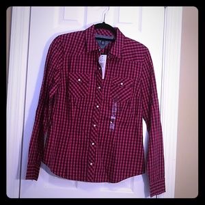 NWT M Pink and Blue Tommy Hilfiger Button Down